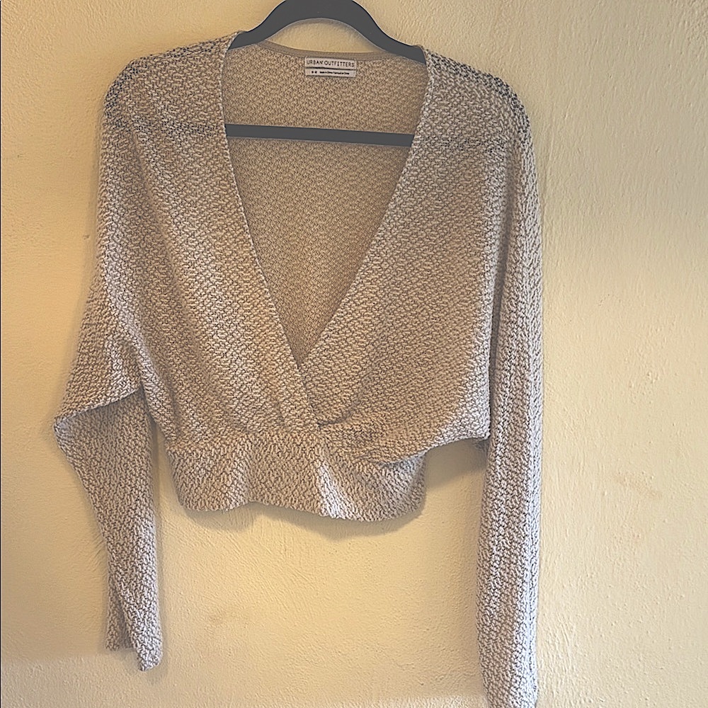 Gray Textured Long Sleeve Top
